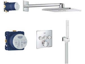 Grohtherm SmartControl Komplett dusjsett med Rainshower SmartActive 310 Cube