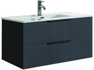 Servantskap Fovere Ribb matt svart  90cm  a-collection