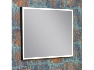 Speil med ramme i sort matt og LED-belysning (60-150cm)