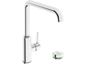 Oras Optima Style kjøkkenkran med J-tut  hybrid (bluetooth 12V  plug) 230/9 V  elektronisk avstengning