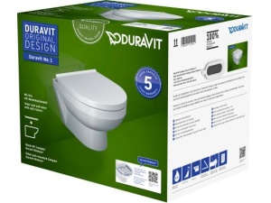 Duravit No.1 Veggtoalett i Duravit Box  Rimless® - uten skyllekant. Inkl. Softclose sete