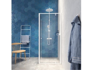 Contour Pivotdør med sidevegg 90x90 matt hvit