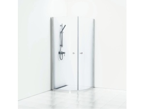 Skoga Hjørnedusj Halvrund 90x90x198 Alu Blank/Klart glass