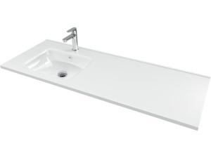 Servant INA 120 thin enkel venstre 120x46x2cm støpemarmor hvit