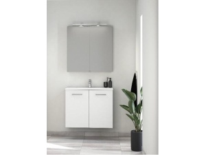 Voss møbelpakke 80x35 cm hvit matt med servant og speilskap