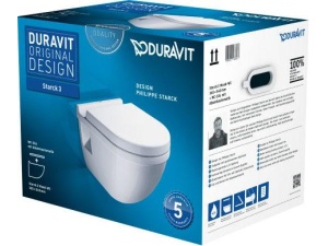 Starck 3 Veggtoalett i Duravit Box  åpent feste  inkl. Softclose sete