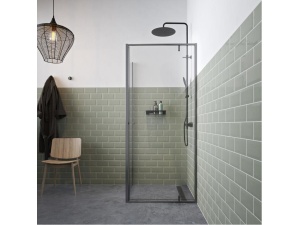 Contour Pivotdør med sidevegg 90x90 matt grå