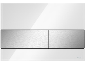 TECEsquare betjeningsplate. hvitt glass/knapper børstet rf. Stål (finnes i flere farger)