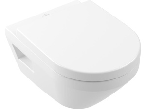 Architectura vegghengt toalett Twistflush[e³]  DirectFlush/ åpen spylekant og sete med SoftClose og QuickRelease. Synlige bolter.