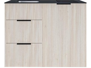 NORD MINI KITCHEN OSLO LYS EIK  SORT B.PLATE 117CM VASK V.