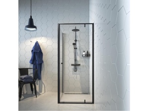 Contour Pivotdør med sidevegg 90x90 matt sort